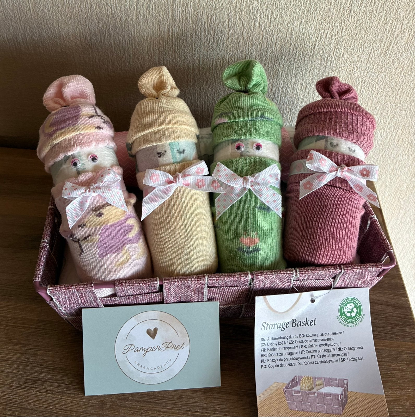 Mandje met pamperpopjes, Enfants & Bébés, Cadeaux d'accouchement & Assiettes de naissance, Enlèvement ou Envoi, Neuf, Cadeau d'accouchement
