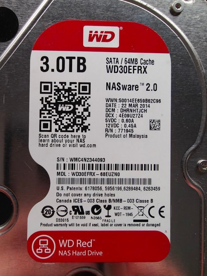 2x WD Red 3TB CMR NAS HDD – WD30EFRX, Ophalen, Intern, Gebruikt, Server