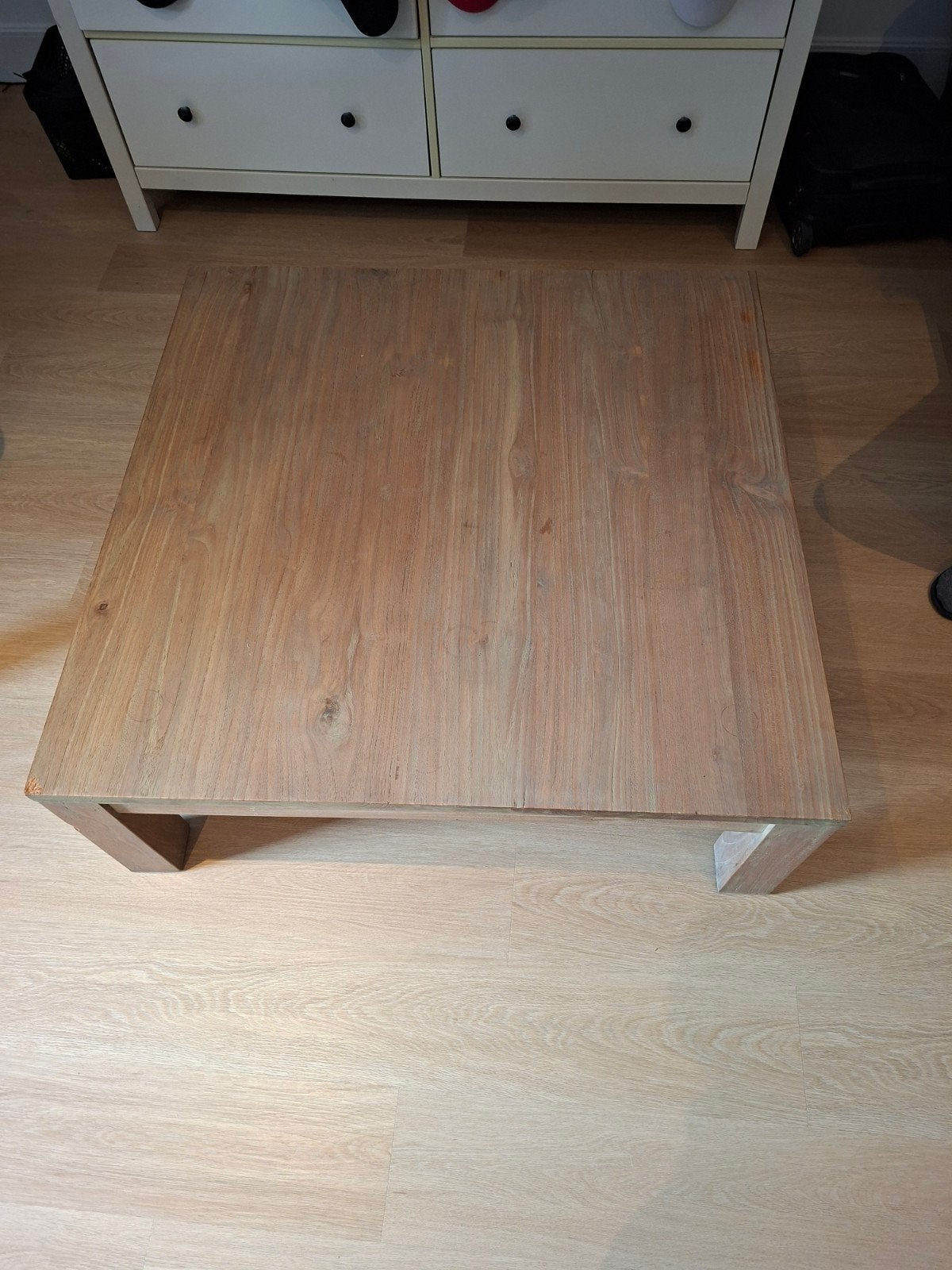 houten salontafel 120x120, Huis en Inrichting, Tafels | Salontafels, Ophalen, Zo goed als nieuw, 5 – 50, 100 tot 150 cm