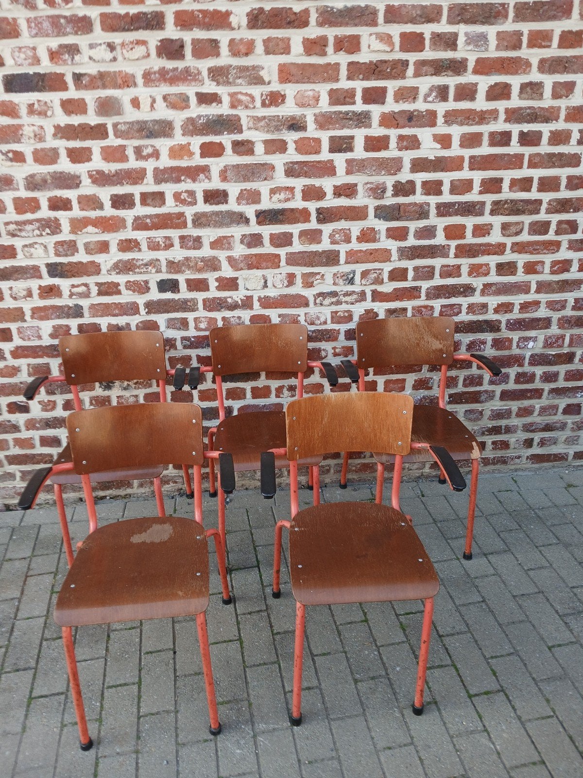 5 vintage schoolstoelen Mertens, Enlèvement ou Envoi