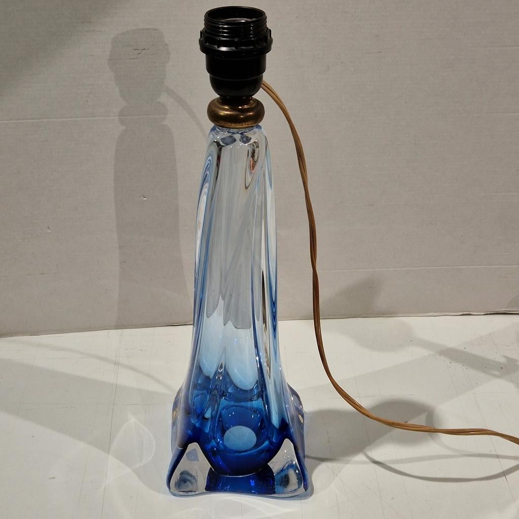 Val saint lambert blauwe tafellamp,  met of zonder lampenkap, Antiek en Kunst, Antiek | Glaswerk en Kristal, Ophalen of Verzenden