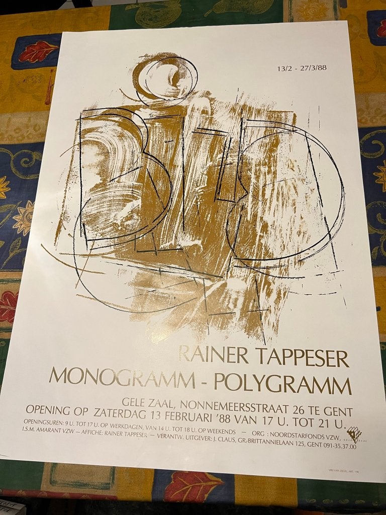 Vintage poster Rainer Tapesser, Monogramm -Polygramm 1988, Rechthoekig Staand, Deurposter of groter, Ophalen of Verzenden, Zo goed als nieuw
