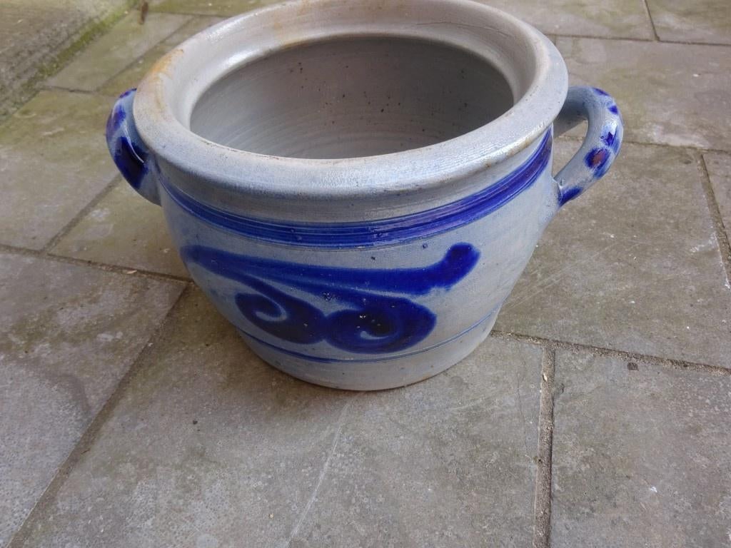 pot à beurre vintage - bleu de Delft - hauteur 13 cm, Enlèvement ou Envoi