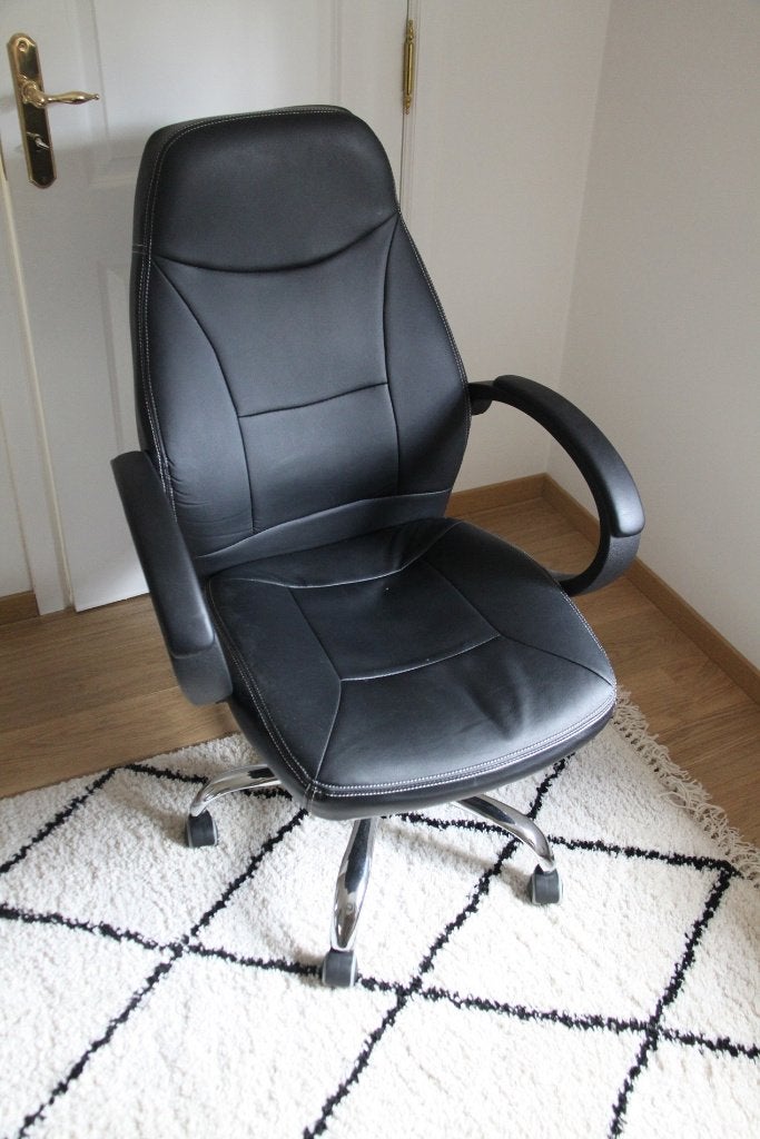 Chaise de bureau en simili cuir, Maison & Meubles, Enlèvement, Comme neuf, Noir, Chaise de bureau