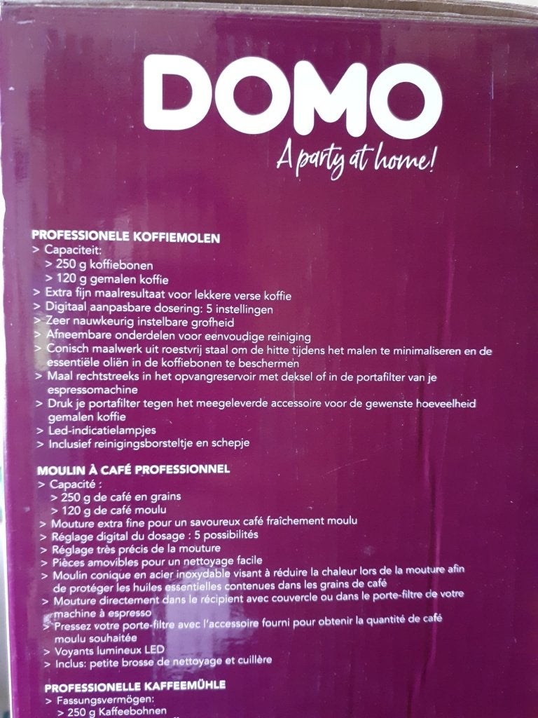 Professionele DOMO koffiemolen DO715K, Elektronische apparatuur, Ophalen, Nieuw, Koffiemolen