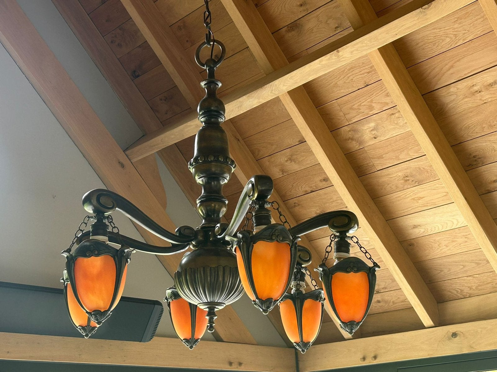 Prachtige bronzen antieke luster, Antiek en Kunst, Ophalen