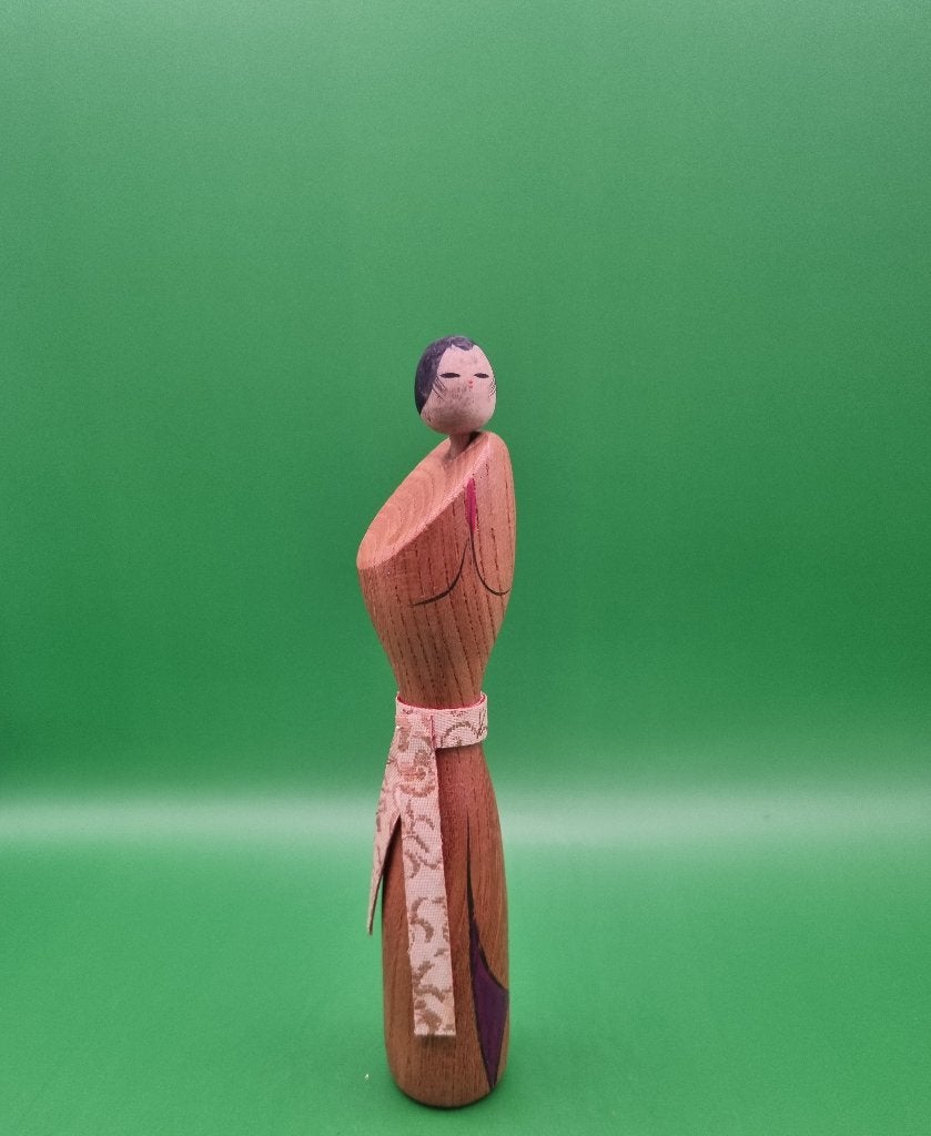 Vintage kokeshi van Chiyomatsu Kano (Chiaki), Hout, Geschilderd, Ophalen of Verzenden, 15 cm