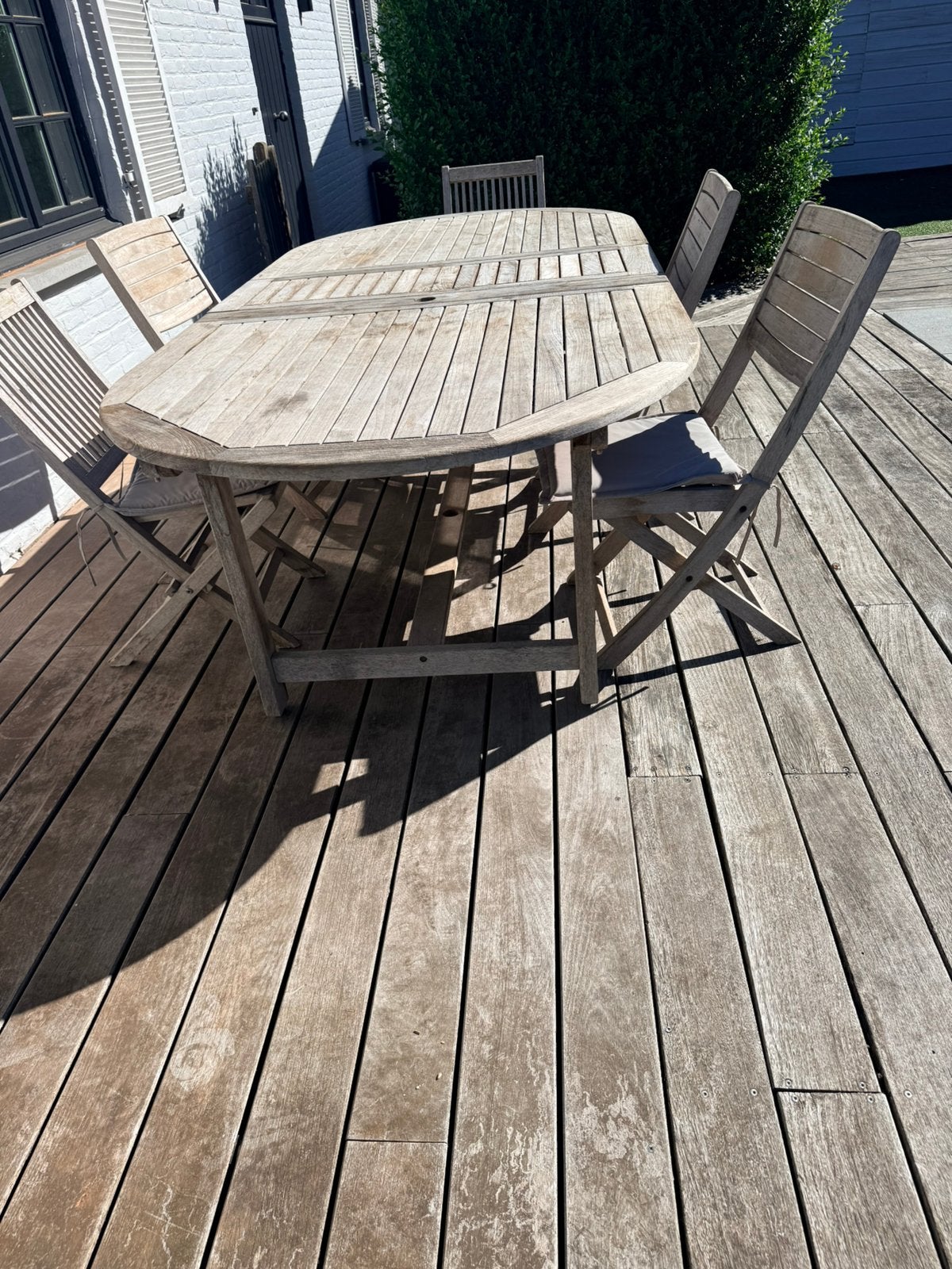 Table teck jardin 260x120, Jardin & Terrasse, Enlèvement, Utilisé, Bois de teck, 8 places