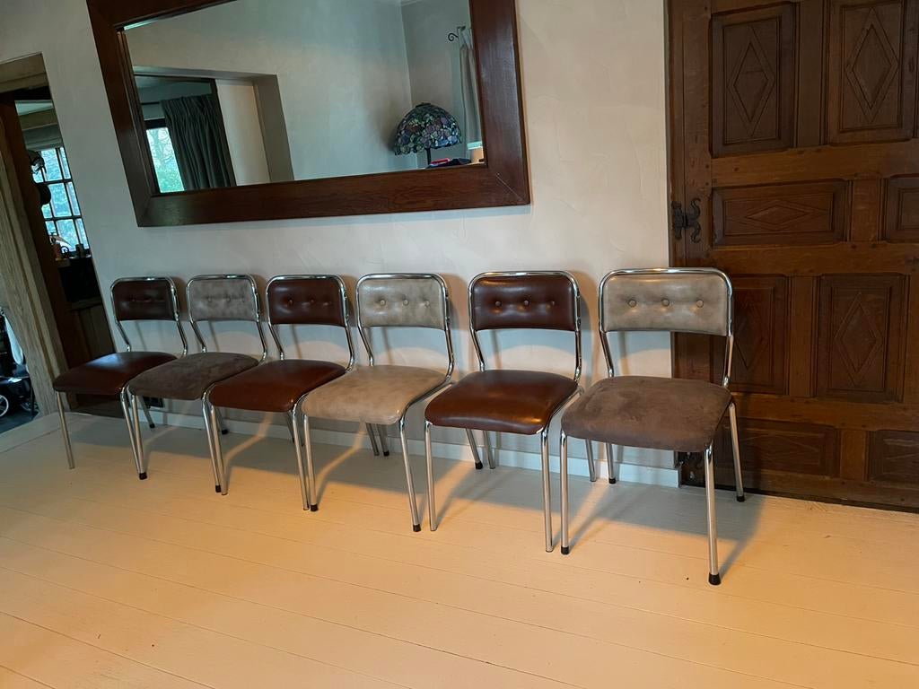 Retro eettafel stoelen, Huis en Inrichting, Tafels | Eettafels, Gebruikt, Minder dan 50 cm, 50 tot 100 cm, Vijf personen of meer