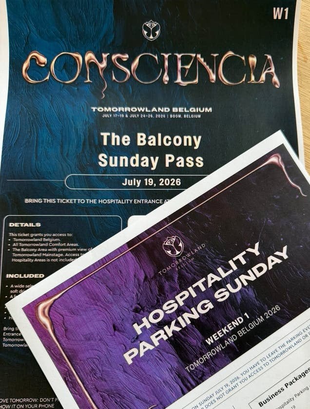 2 places VIP - Tomorrowland - The Balcony, Tickets & Billets