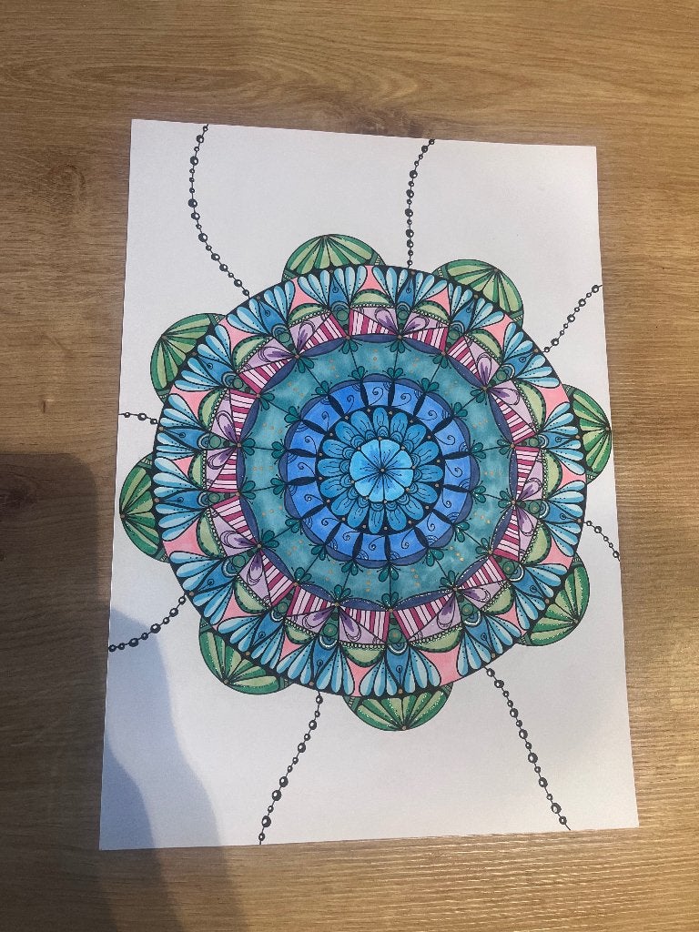 Mandala bloom, Ophalen of Verzenden, Tekening, Overige technieken, Handgemaakt