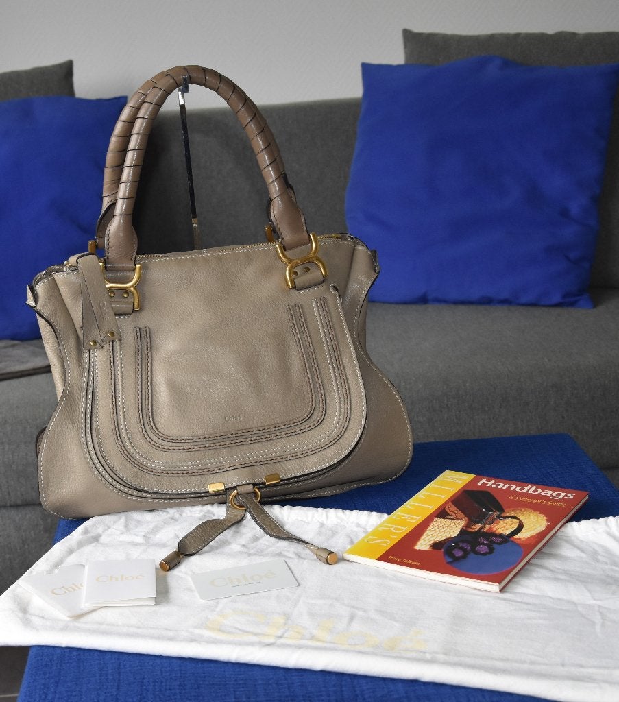 Chloé Marcie als nieuw full set, Handtassen en Accessoires, Tassen | Damestassen, Zo goed als nieuw, Handtas, Beige, Ophalen