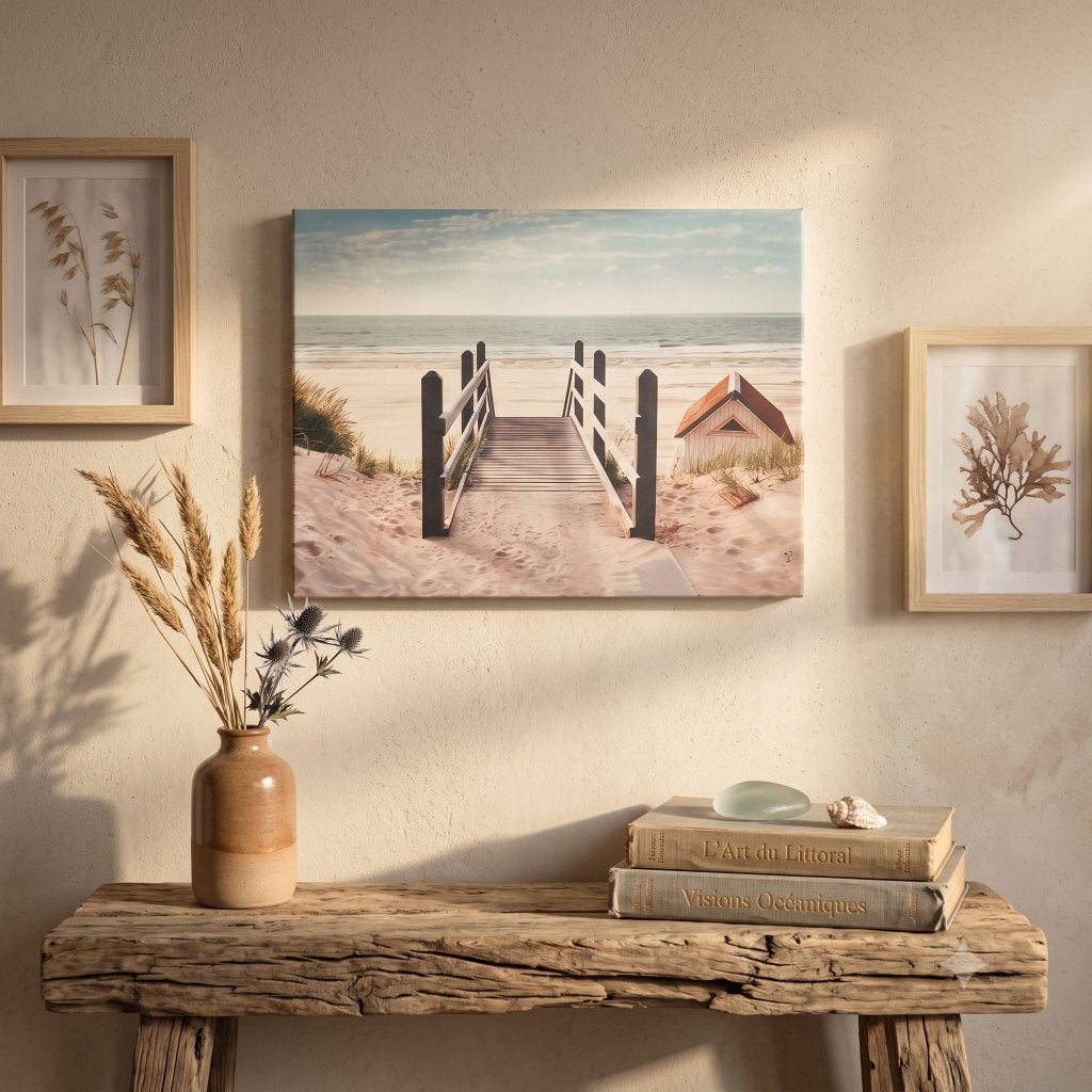 Wanddecoratie strandhut Zeegezicht Cabine 25x35cm, 25 cm, Meerkleurig, Decoratieobject, Ophalen of Verzenden