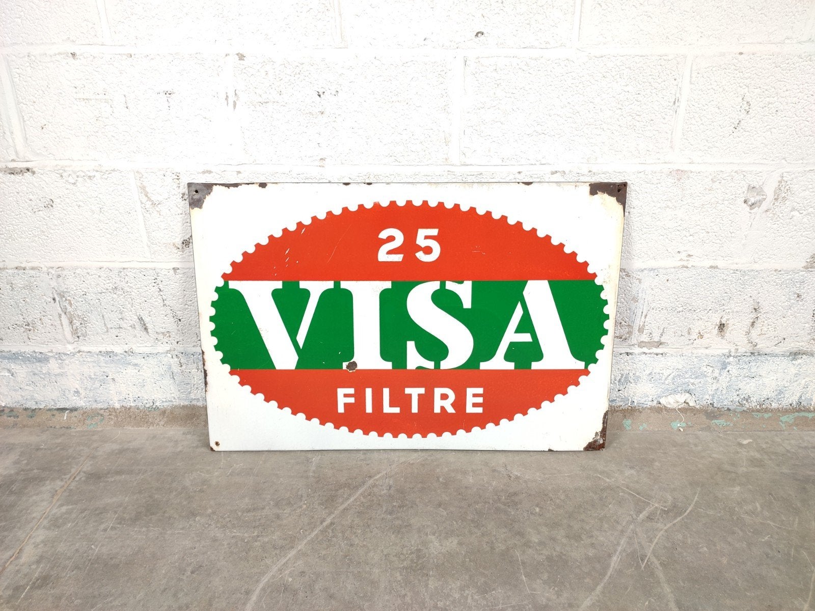 Emaille bord Visa, Ophalen