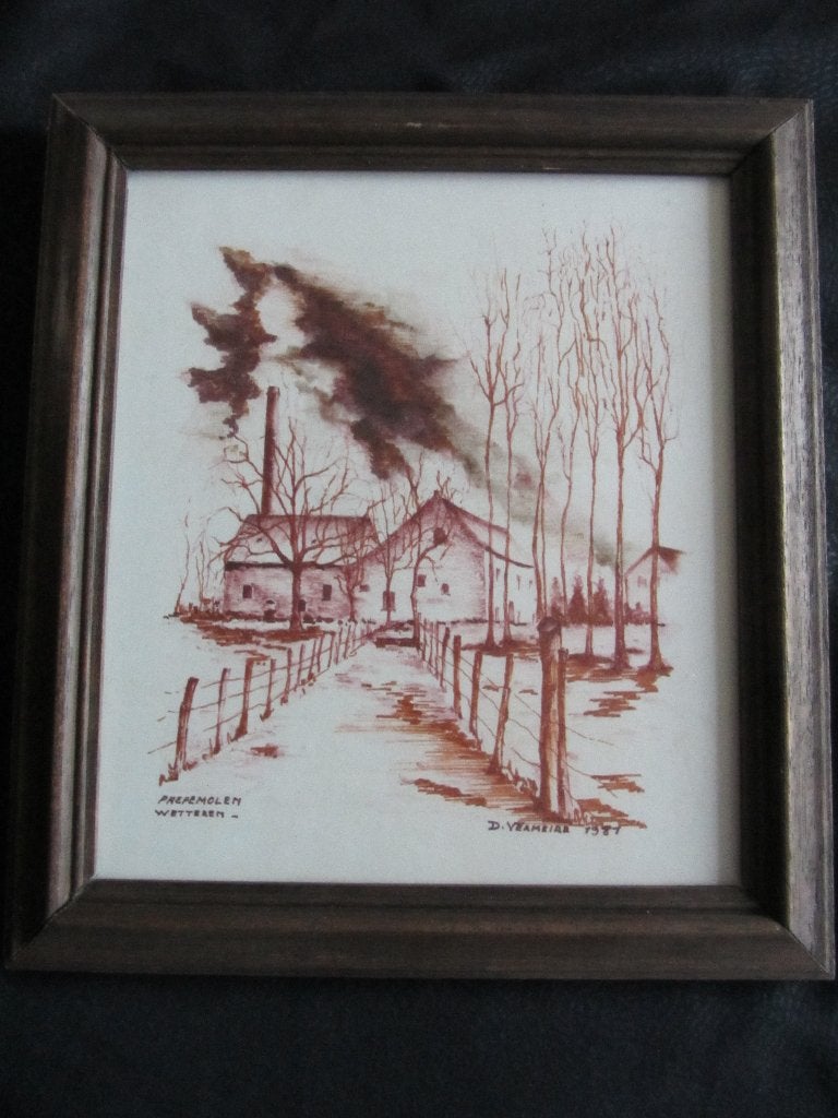 Van Hauwermeirsmolen Wetteren, Enlèvement ou Envoi, Dessin, Dessin à la plume, Fait main