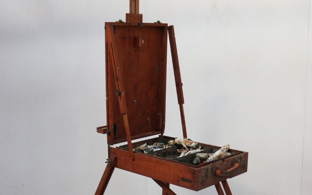 Franse veldezel met schilderskist (boxezel), midden 20e eeuw, Antiquités & Art, Enlèvement