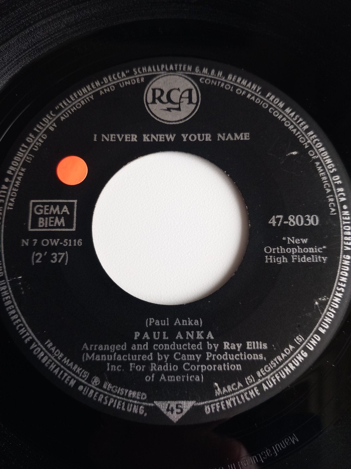 PAUL ANKA. I NEVER KNEW YOUR NAME. 60S OLDIES 45T, Ophalen of Verzenden, Overige genres