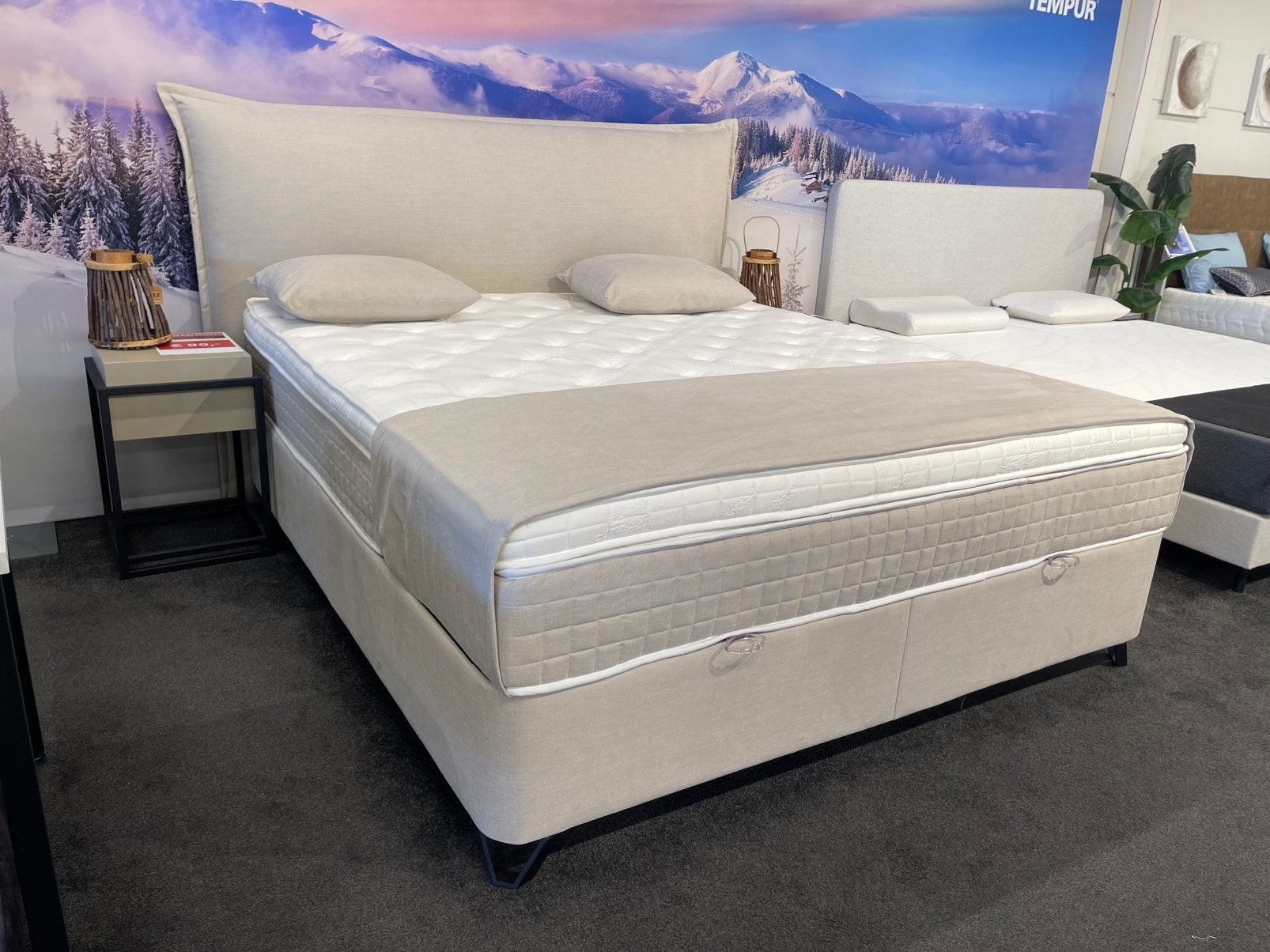 Boxspring Carmen, Ophalen, Beige, 180 cm, 200 cm