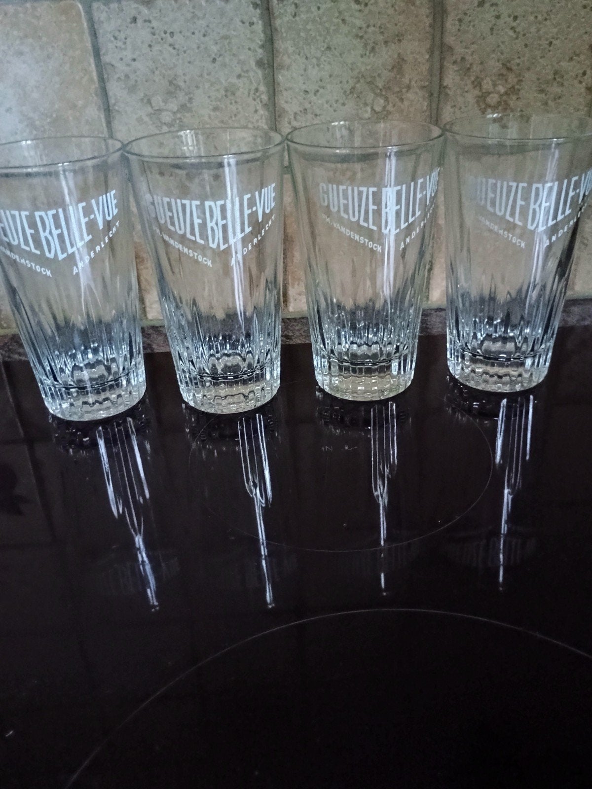 Oude glazen Gueuze Belle Vue 25 cl, 15 cm, Enlèvement ou Envoi