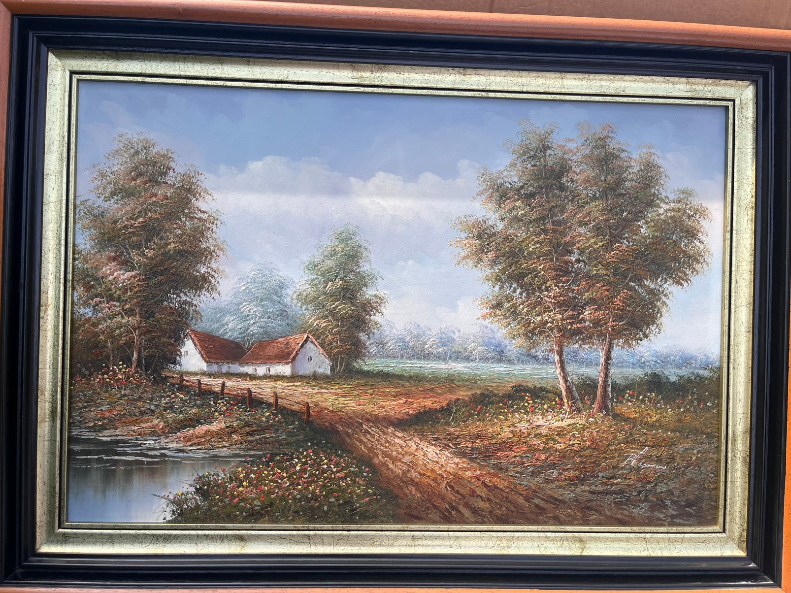 Schilderij A. Plasman., Antiquités & Art, Art | Peinture | Classique, Paysage, Toile, Enlèvement