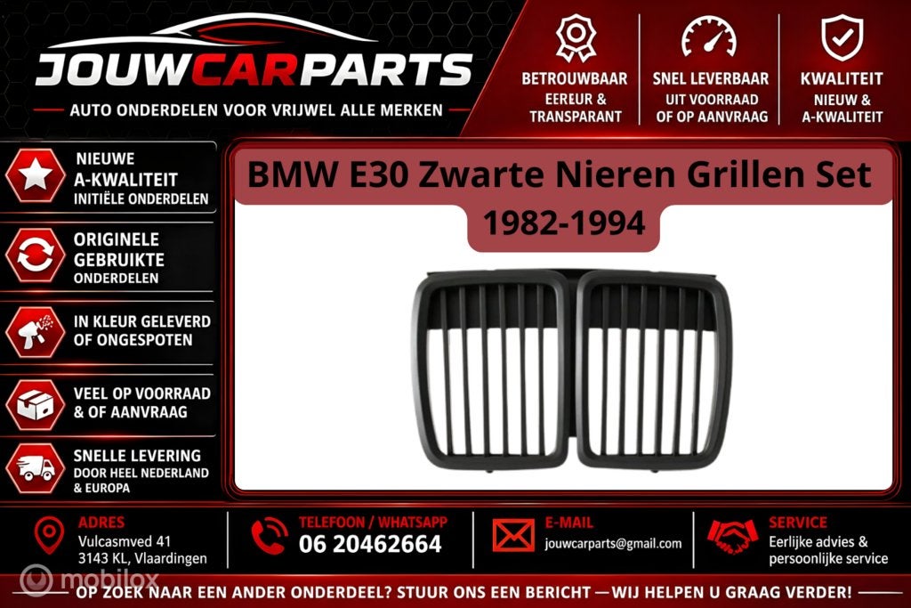 BMW E30 Zwarte Nieren Grillen Set 1982-1994, Auto-onderdelen, Grill, Nieuw, Ophalen of Verzenden, BMW