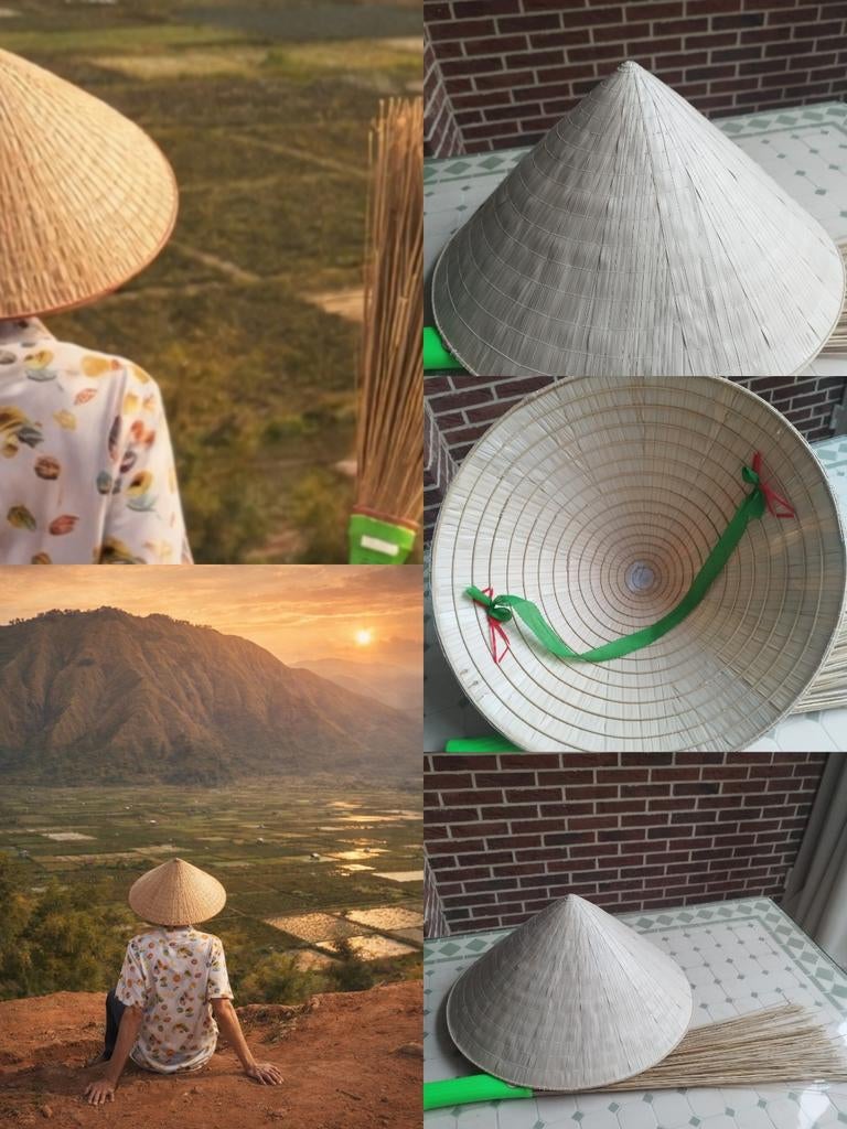 Vietnamese Nón Lá hoed + natuurlijke Indonesische bezem — de