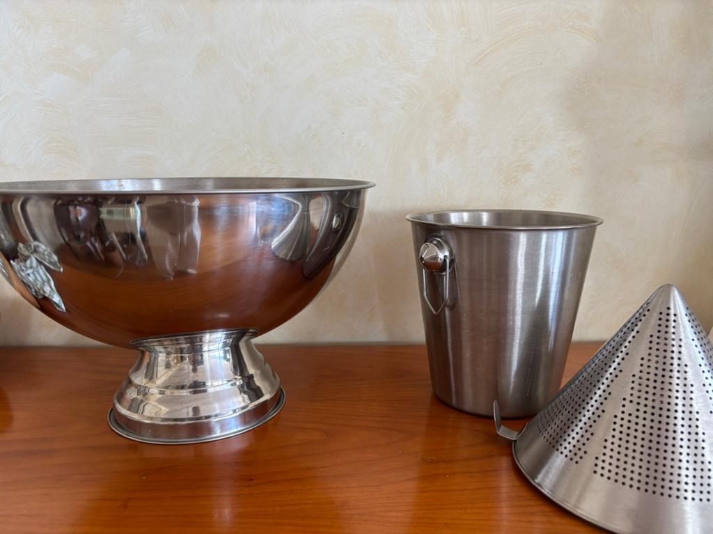3in1  - 2 ijsemmers + vergiet, Huis en Inrichting, Keuken | Potten en Pannen, Ophalen, Inox