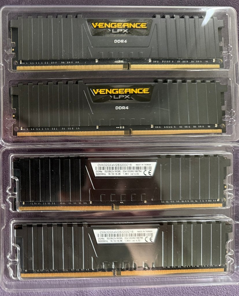2 sets Corsair Vengeance LPX CMK32GX4M2B3200C16 (2 x 16GB), Computers en Software, Ophalen, Gebruikt, DDR4, Desktop