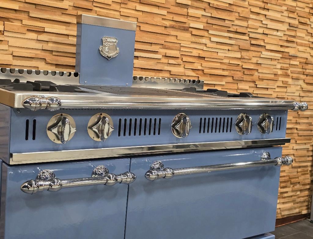 🔥Luxe Fornuis Delaubrac  120cm baby blauw + rvs 2 ovens, Ophalen, 60 cm of meer, Zo goed als nieuw, Energieklasse A of zuiniger