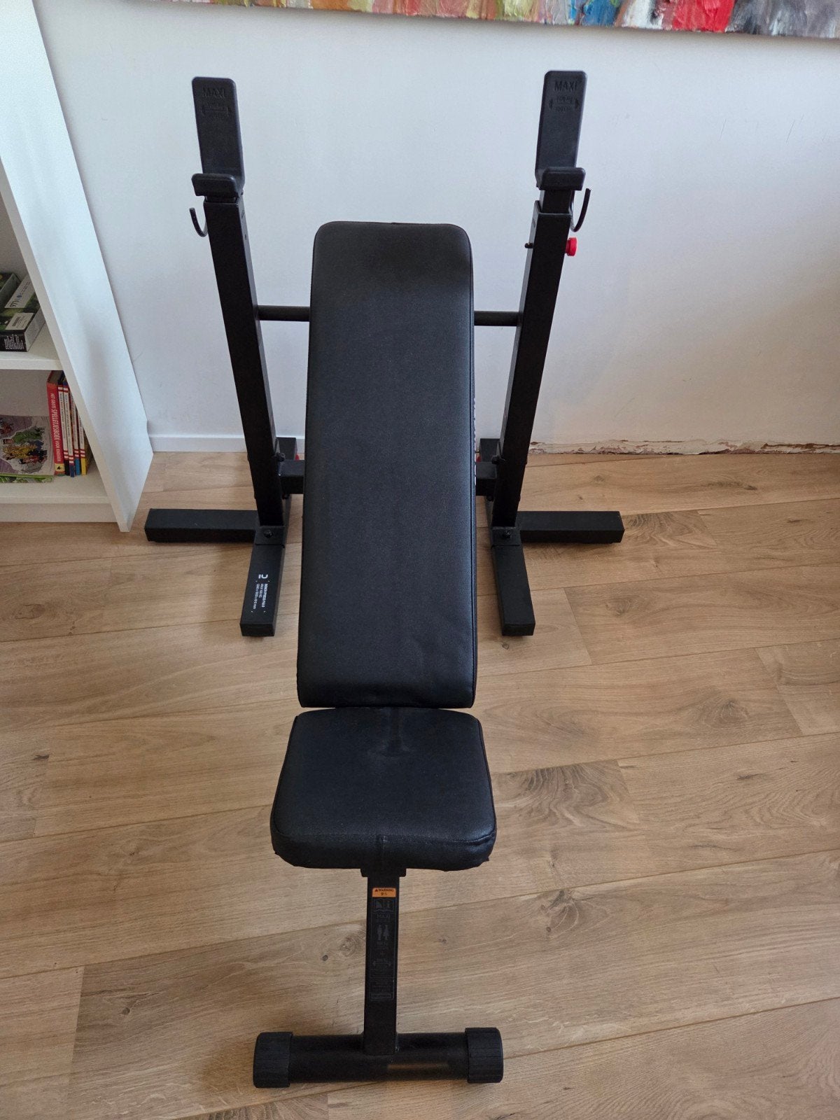 Banc de fitness + barres de musculation + haltères + support, Enlèvement