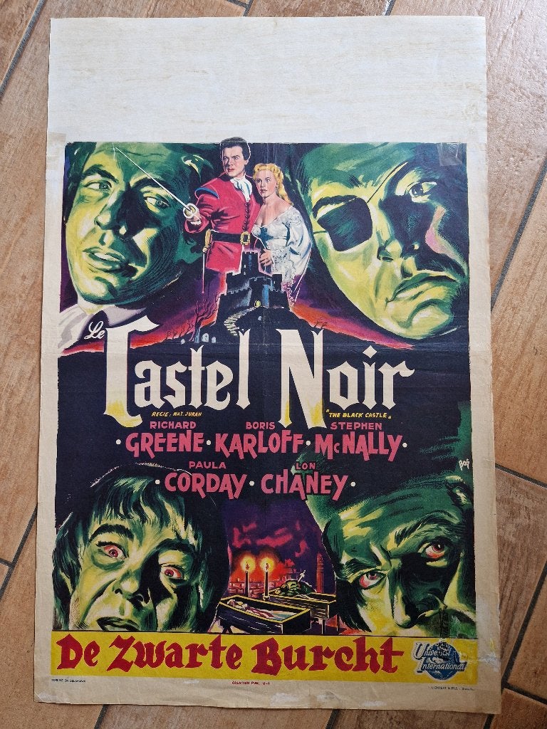 filmaffiche Boris Karloff The Black Castle 1952 filmposter, Ophalen of Verzenden, A1 t/m A3, Film en Tv, Rechthoekig Staand