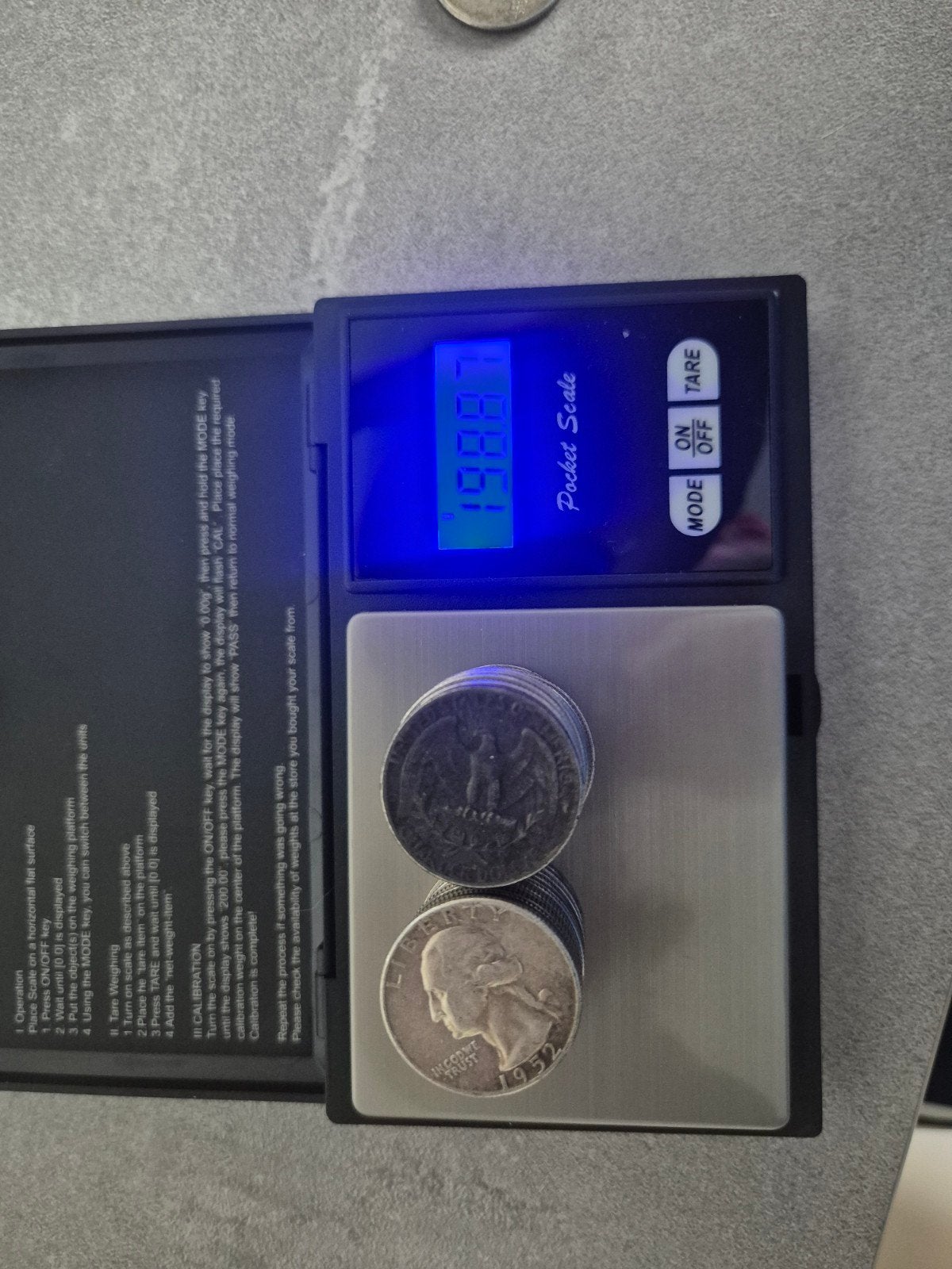 Lot de 199gr argent USA , quarter dollar (32x), Envoi