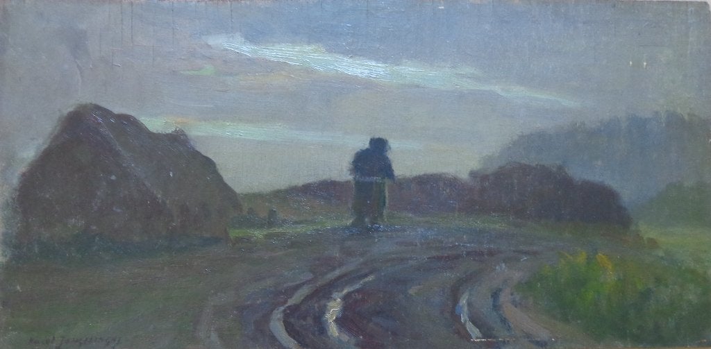 KAREL JONGELINGHS / WANDELAAR VELD / OLIEVERF PANEEL 25x49cm, Enlèvement ou Envoi