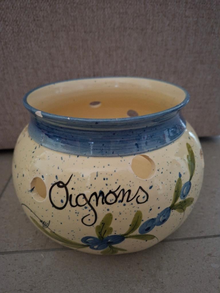 Keramische pot 'Oignons', Ophalen of Verzenden, Gebruikt, Overige materialen, Pot, Bus of Blik
