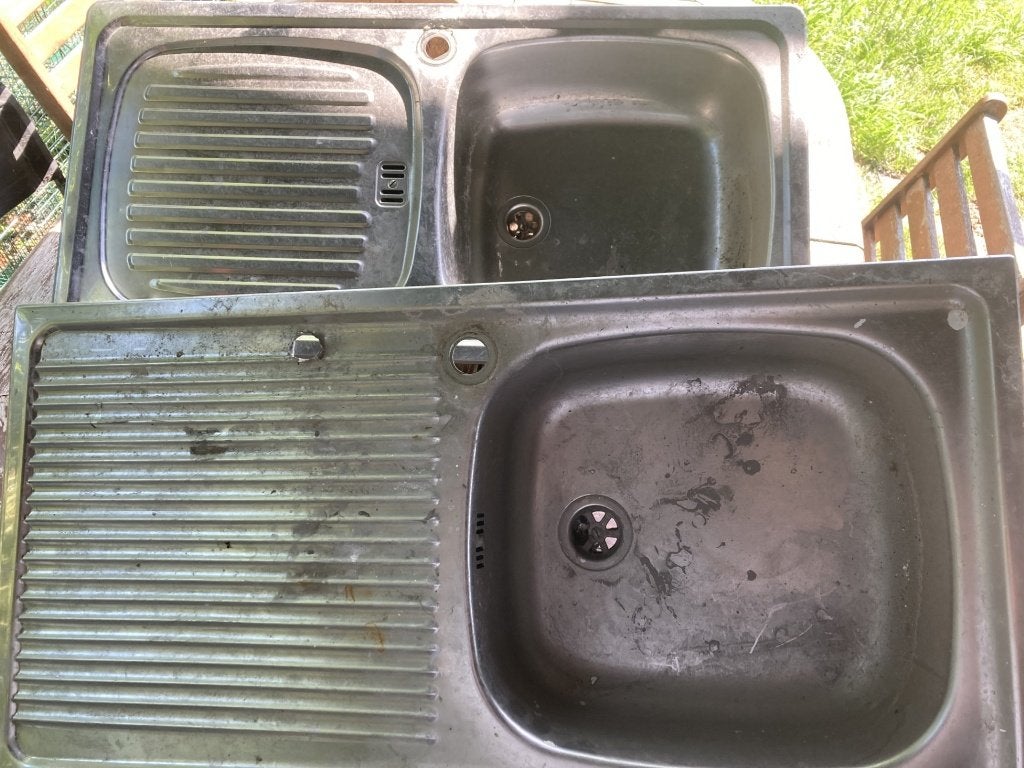 2 roestvrijstalen spoelbakken, Ophalen, Gebruikt, Inox, Overige typen