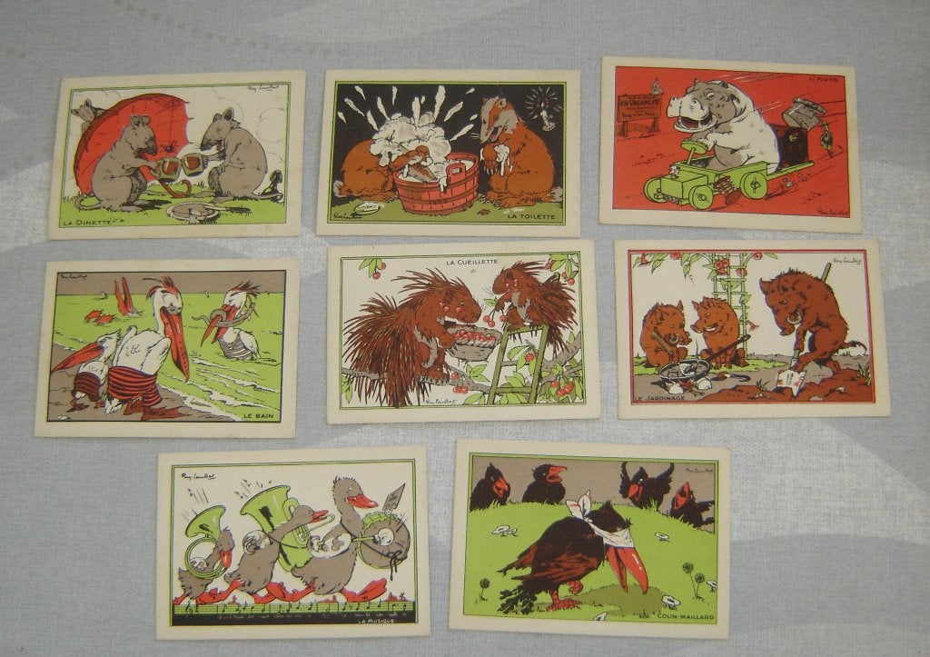Chromos Pour Vivre Vieux (Benjamin Rabier)> beschrijving 8st, Gebruikt, Verzenden, Voor 1940, Prent