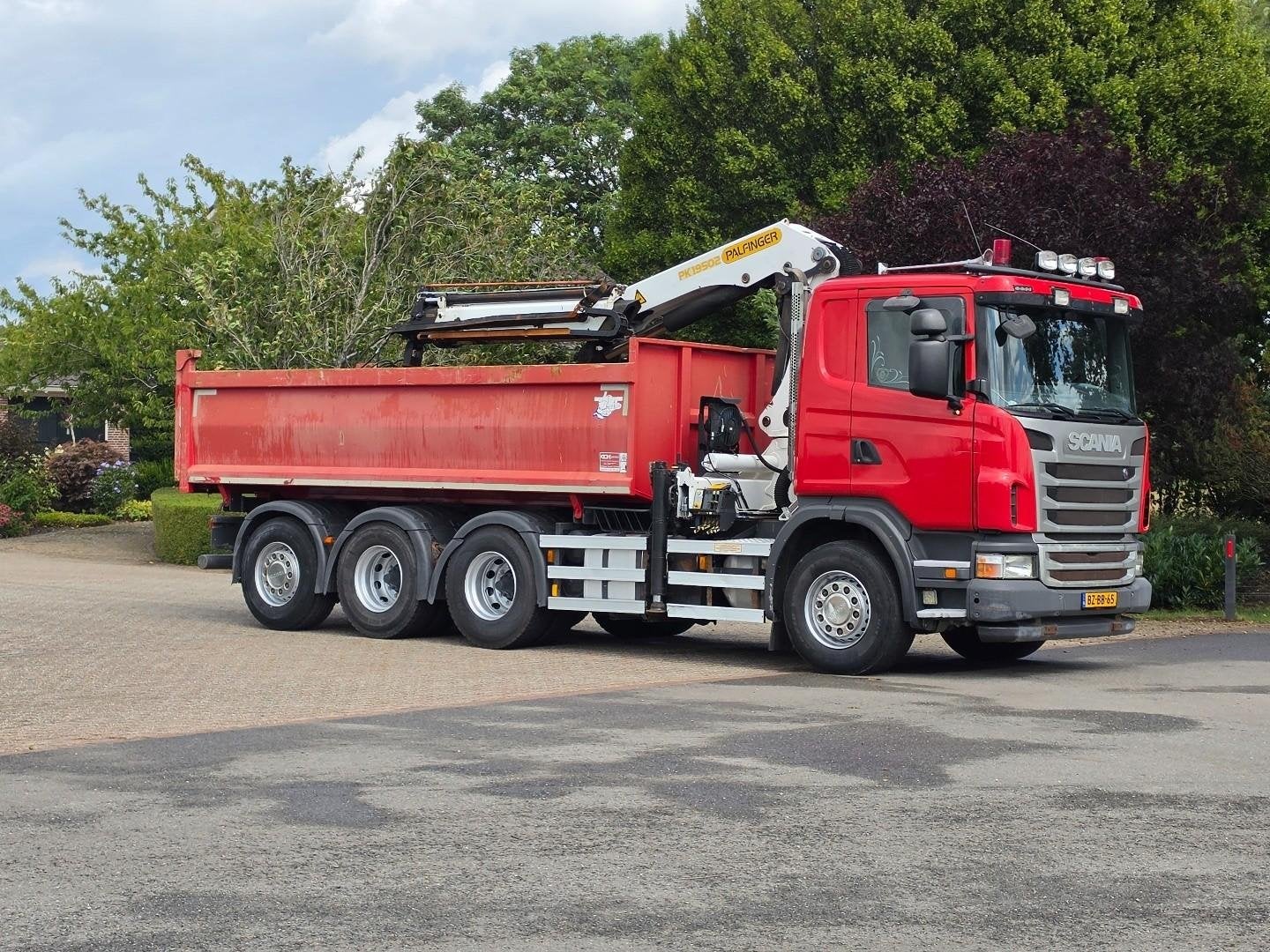 Scania G 400 B 8X4*4 TROIS ! GRUE/BENNE ! CAMION NL ! DK1268, Autos, Rouge, Euro 5, Achat, 293 kW