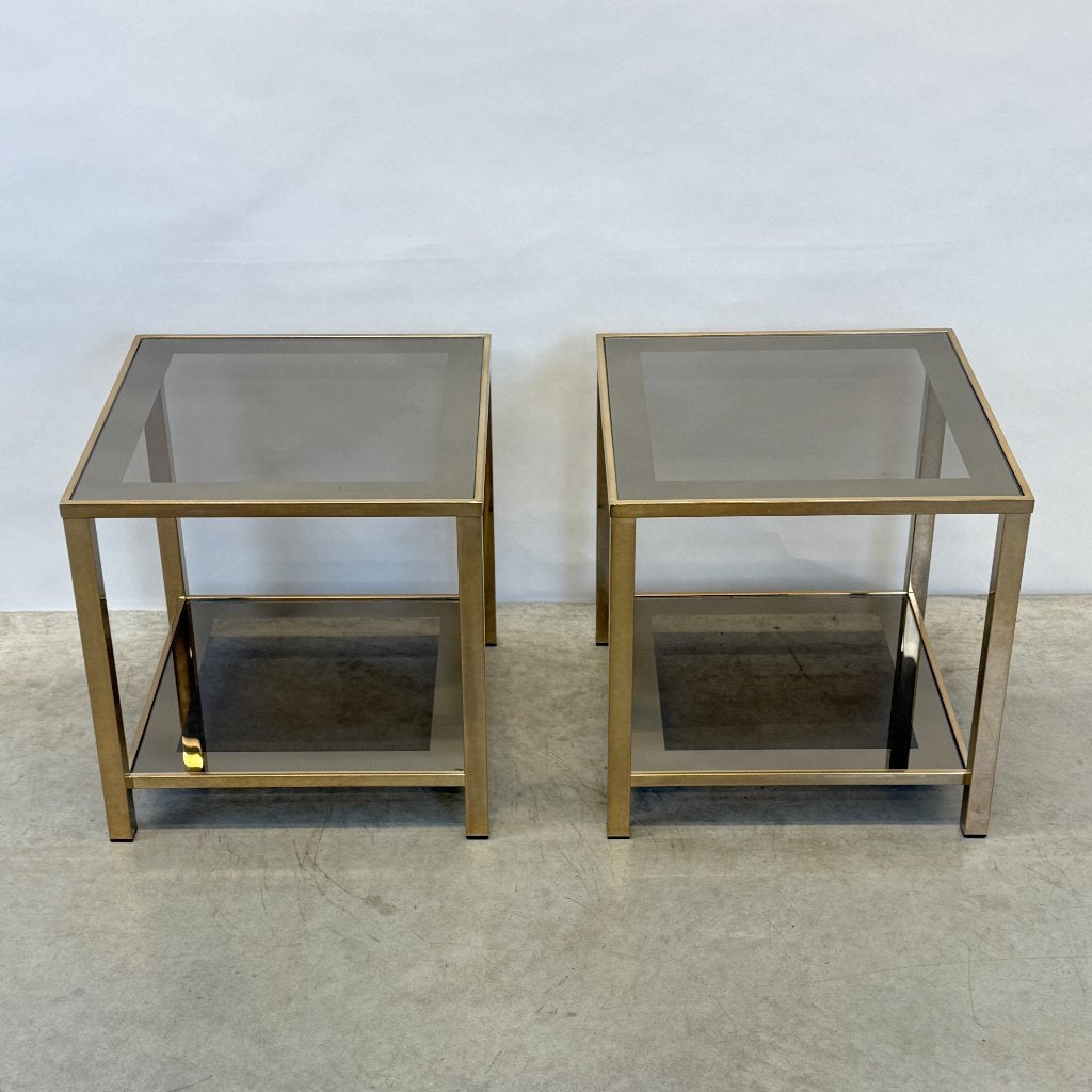 Paire de tables d'appoint Bolt de canapé en cuivre, Maison & Meubles, Enlèvement, Verre