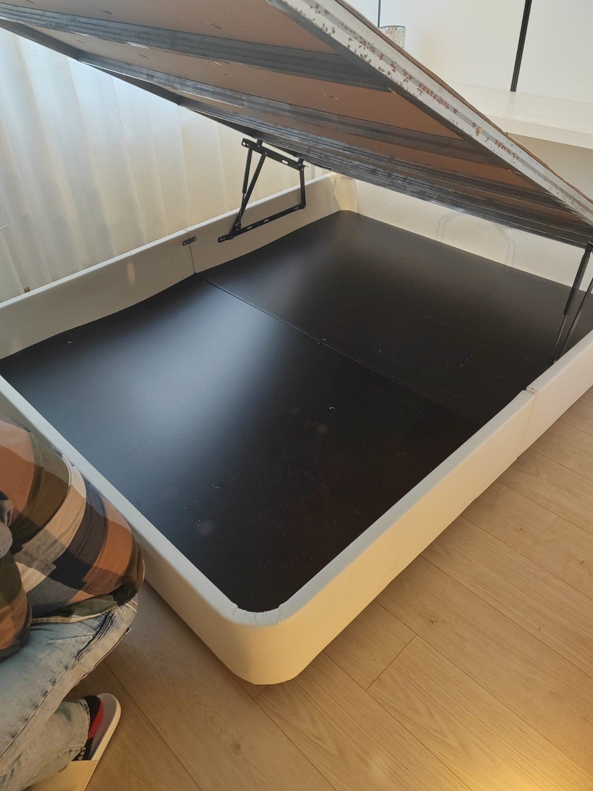 bed 160x200 met opbergruimte, Ophalen, Wit, Tweepersoons, 200 cm
