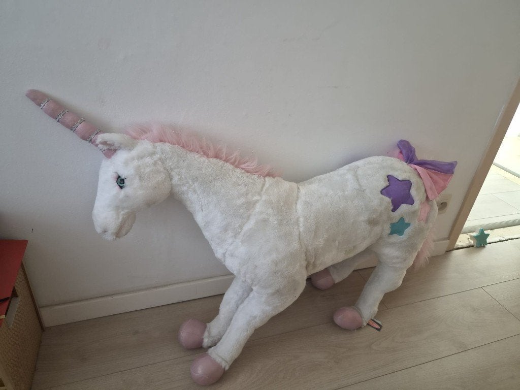 XXL pluchen eenhoorn wit - grote knuffel, Ophalen, Gebruikt, Overige karakters, Wit