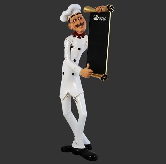 Chef Skinny beeld Menubord – Kok 185 cm Beschrijfbaar, Ophalen, Nieuw