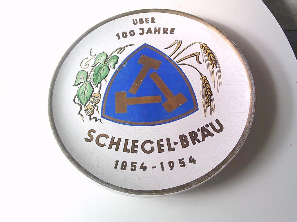 groot bord schelegel - brau  uber 100 jahre, Ophalen, Zo goed als nieuw, Reclamebord