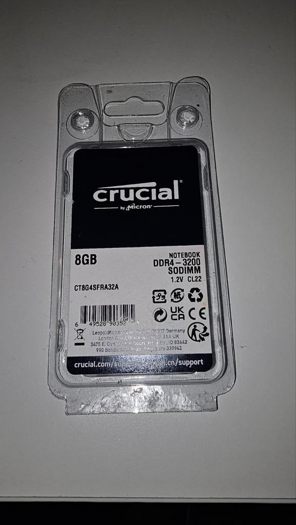 Cruciale 8GB 3200 SODIMM Nieuw, Computers en Software, RAM geheugen, Ophalen, DDR4, Laptop