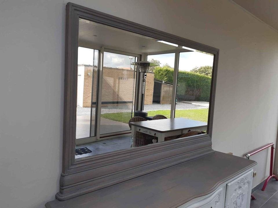 Hele mooie grote (167cm) stevige spiegel met geslepen glas, Ophalen, Zo goed als nieuw