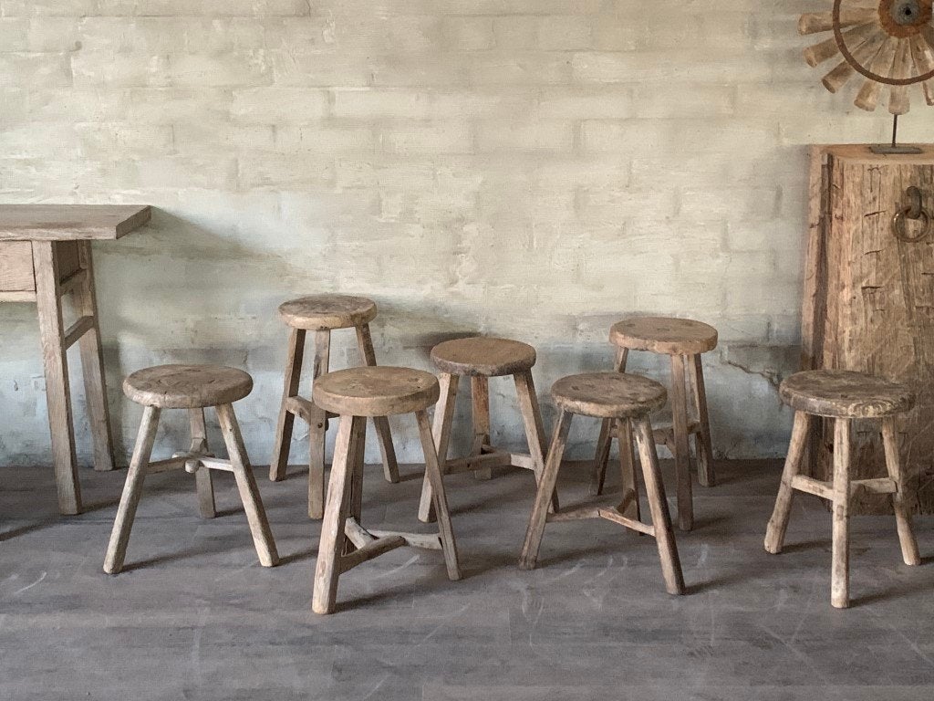 6 ronde houten krukjes / prijs per stuk, Huis en Inrichting, ., Nieuw, Ophalen of Verzenden, .