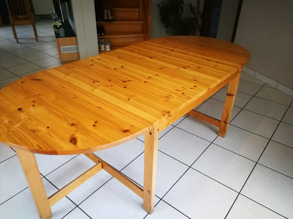 Verlengbare grenen eettafel tot 220 cm, Ophalen, Gebruikt, 100 tot 150 cm, 200 cm of meer