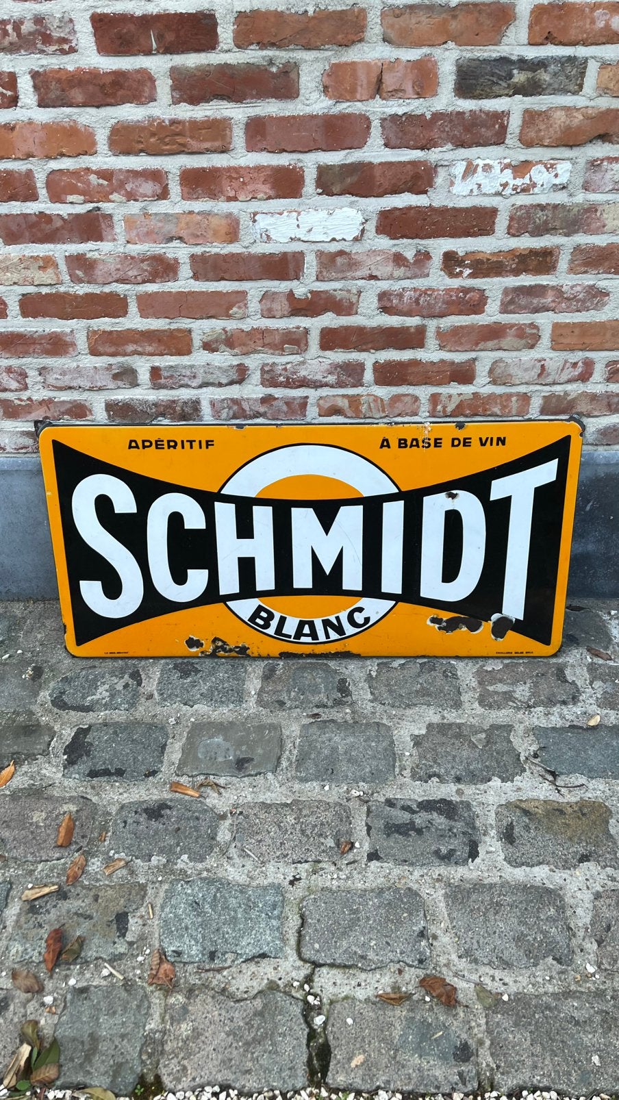 Émail pour apéritif Schmidt blanc., Collections, Enlèvement ou Envoi, Comme neuf, Panneau publicitaire