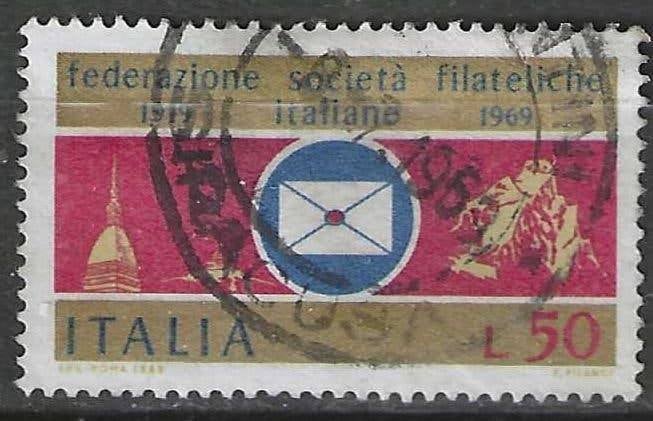 Italie 1969 - Yvert 1039 - Fédération de philatélie (ST), Envoi, Affranchi
