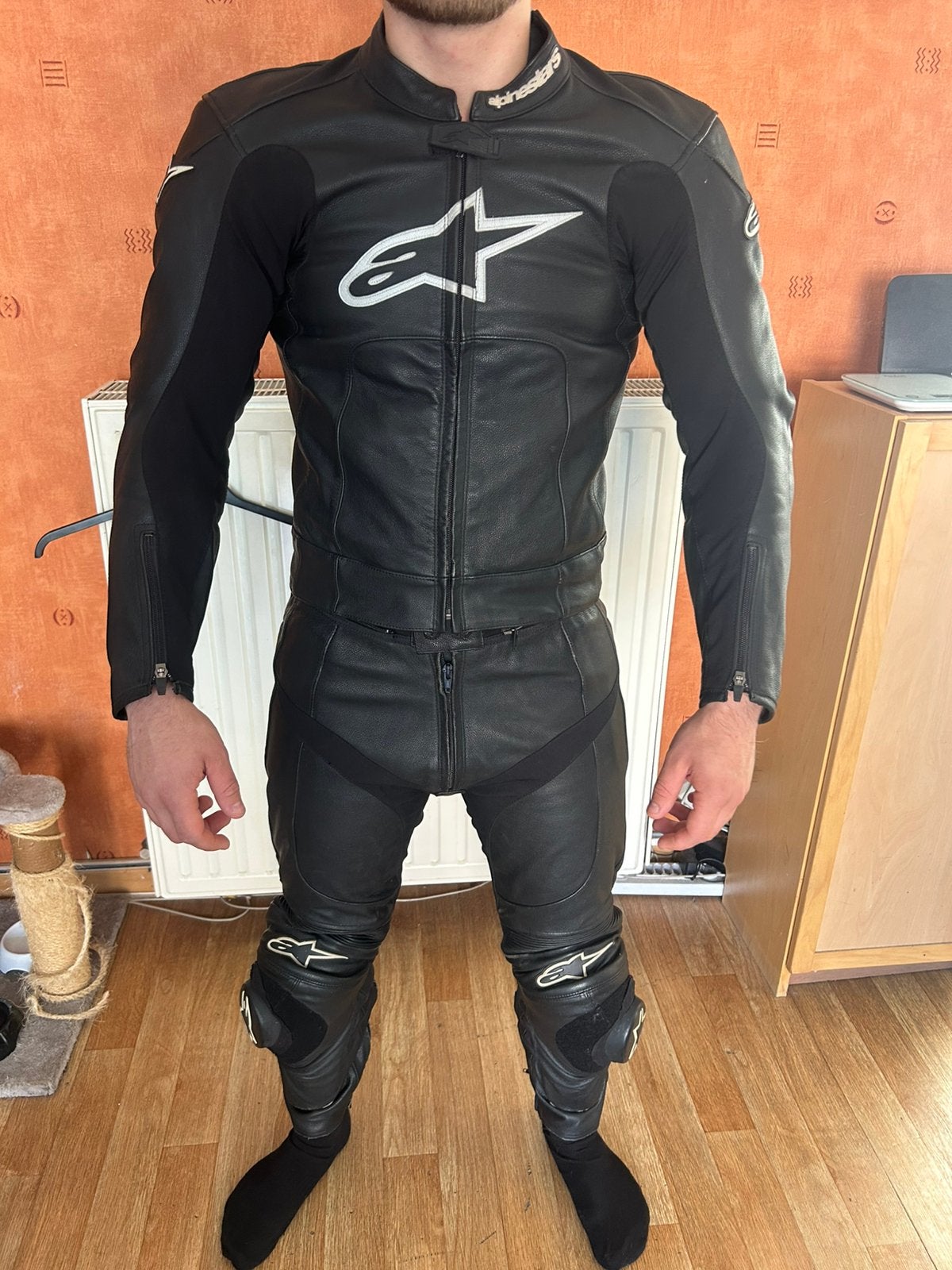 Ensemble Alpinestars cuir homme T50 veste+pantalon, Enlèvement, Seconde main, Hommes, Combinaison
