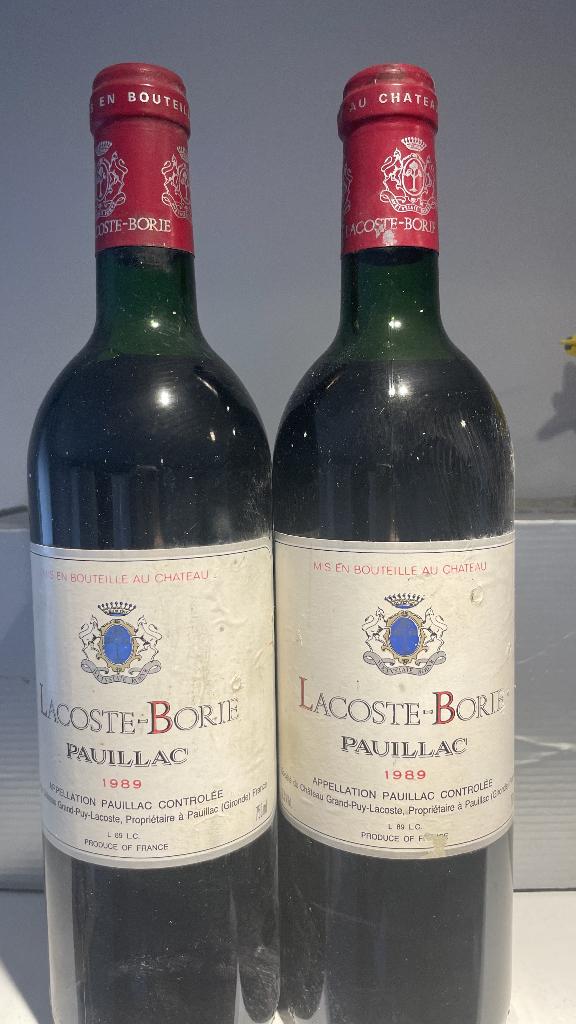lot de 2X LACOSTE BORIE 1989  pauillac, Enlèvement ou Envoi